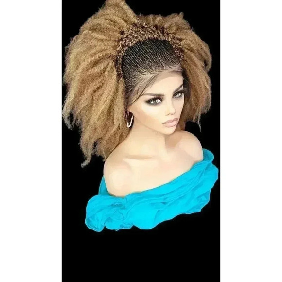 braided wigs, 100% handmade, chic short afro style, gorgeous, vibrant colors NWT - Picture 2 of 15